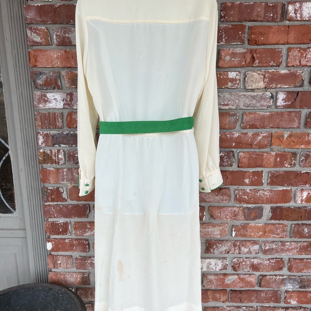 Vintage off white and green dress size medium - Picture 3 of 5